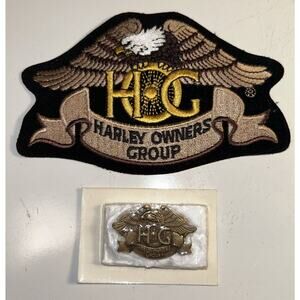 Vintage Harley Davidson HOG Harley Owners Group Patch And Pin Vintage New
